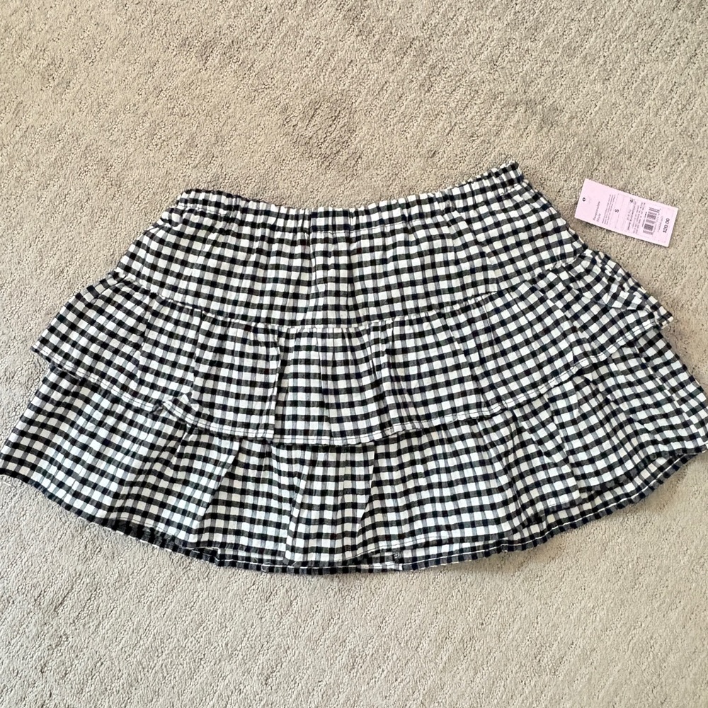 Wild Fable Black and White Gingham Mini Skirt